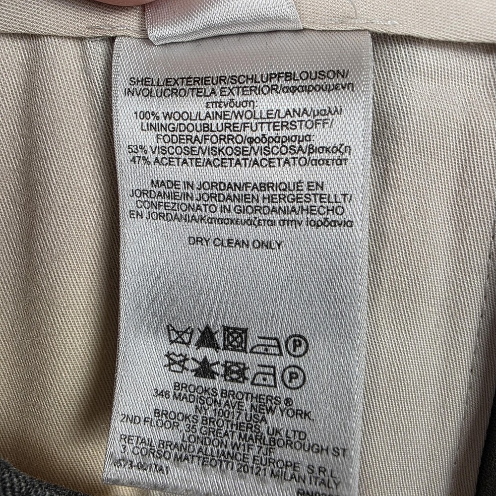 Brooks Brothers Pants Mens 35x30 Gray 346 Wool Dress Flat Front Lined Trousers - Picture 8 of 11